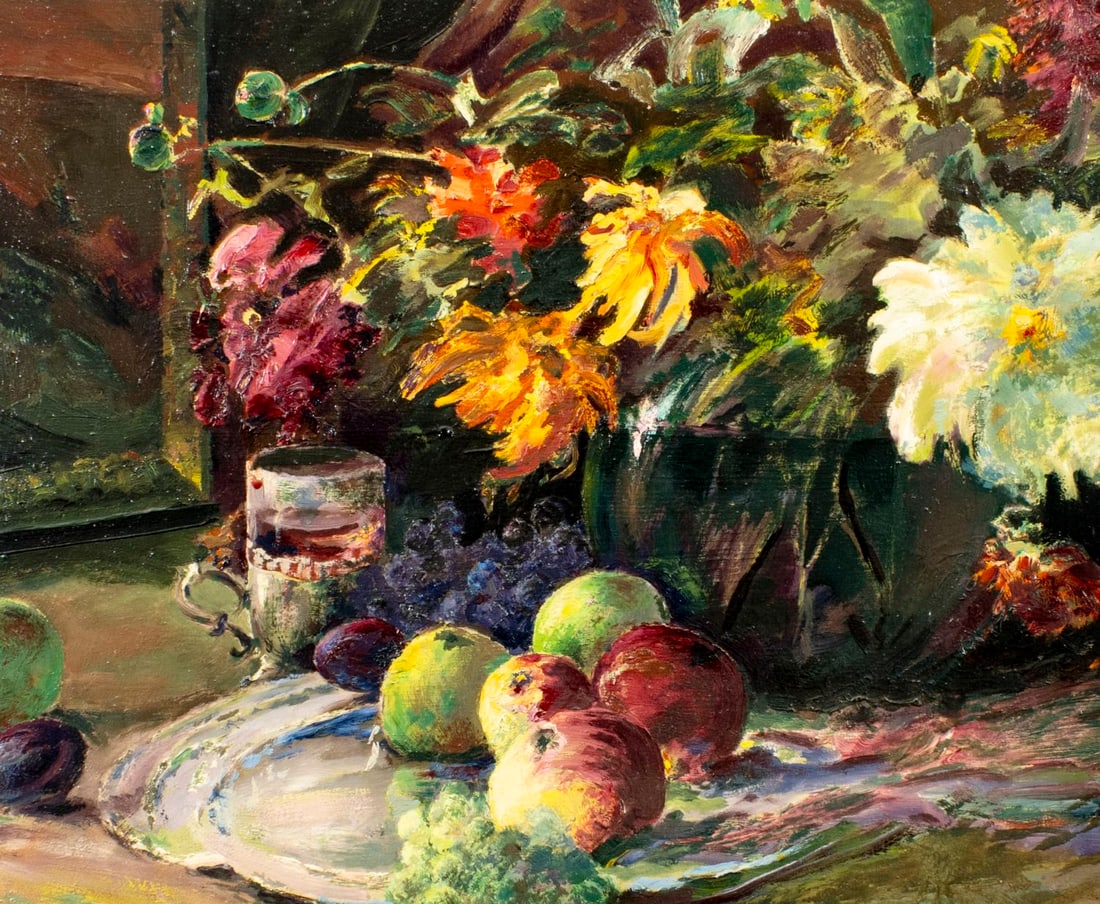 Vintage mid 20C European oil painting signed - 5