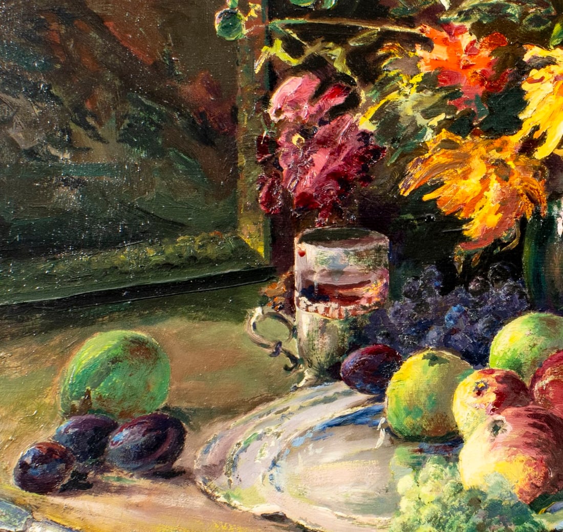 Vintage mid 20C European oil painting signed - 6