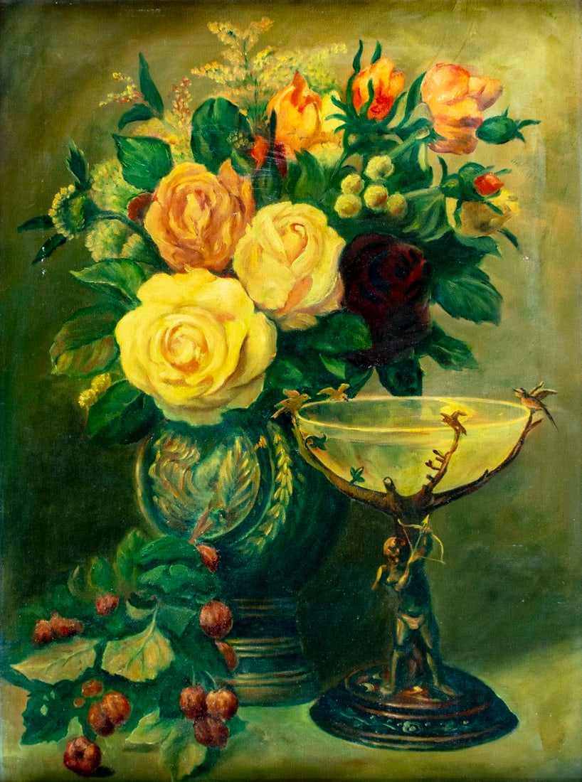 Antique mid 20C American oil painting (1 of 13)