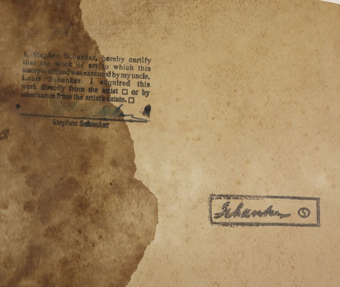 Louis Schanker (NY,CT,1903-1981) mixed media painting - 14