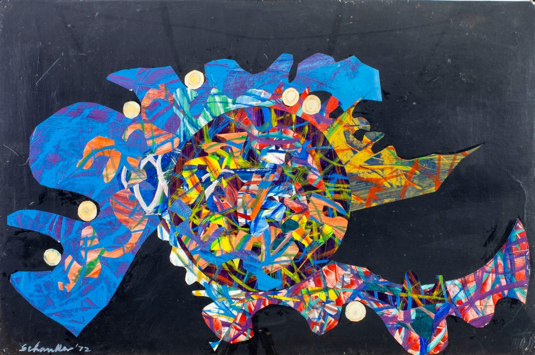 Louis Schanker (NY,CT,1903-1981) mixed media painting (1 of 14)