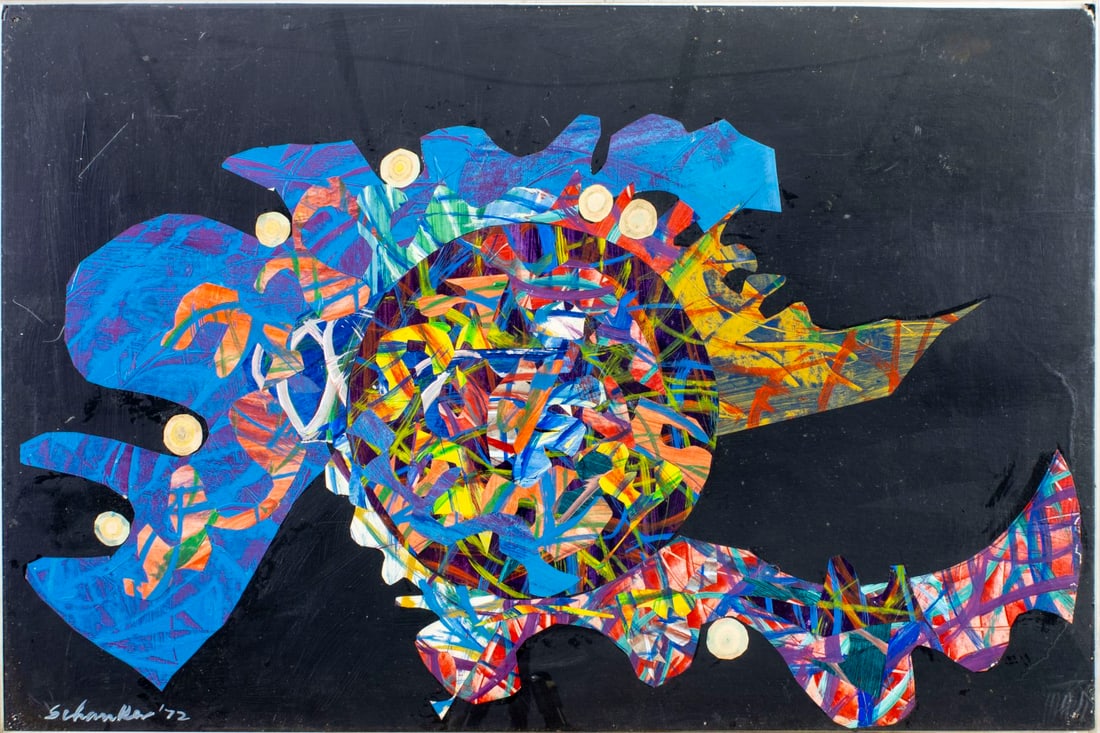 Louis Schanker (NY,CT,1903-1981) mixed media painting - 3