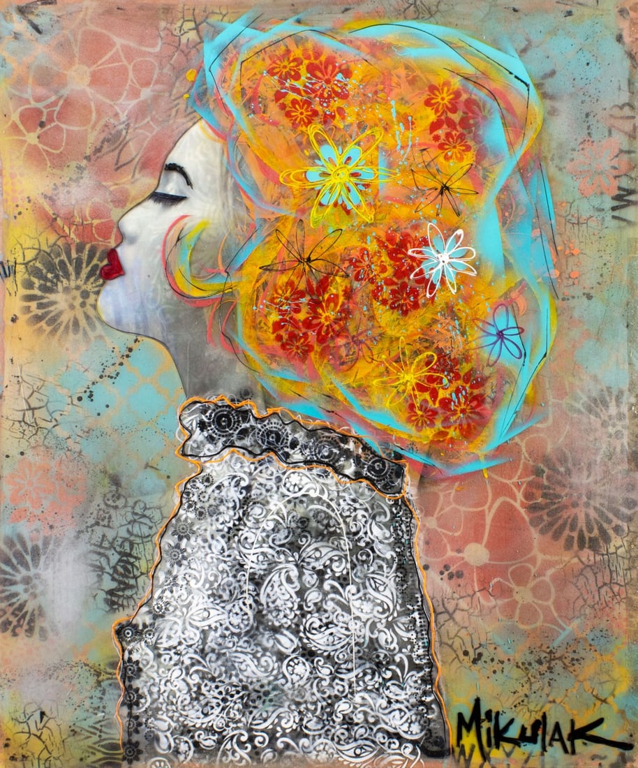 Peter Mikulak (CA,20/21C) mixed media painting - 3