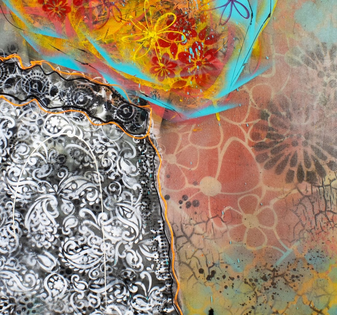 Peter Mikulak (CA,20/21C) mixed media painting - 7