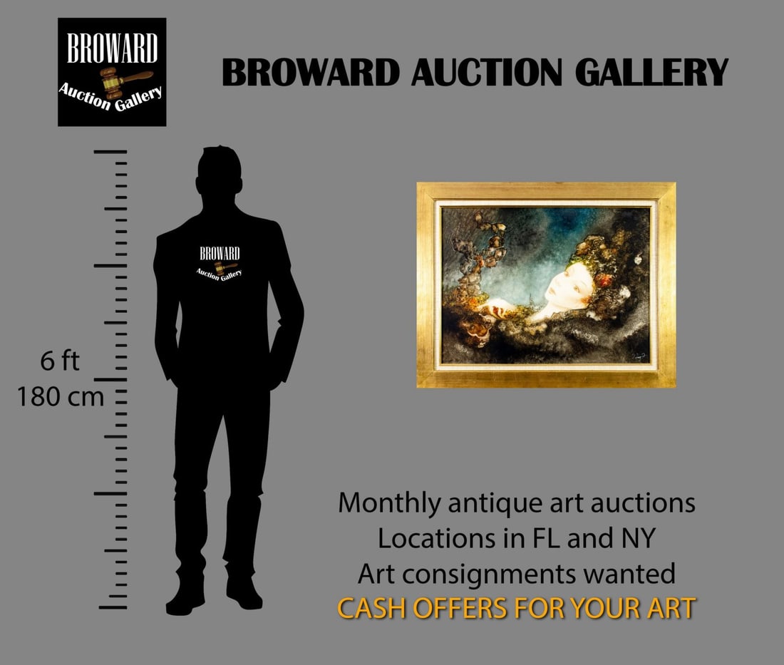 Vintage 20C American mixed media painting signed - 2