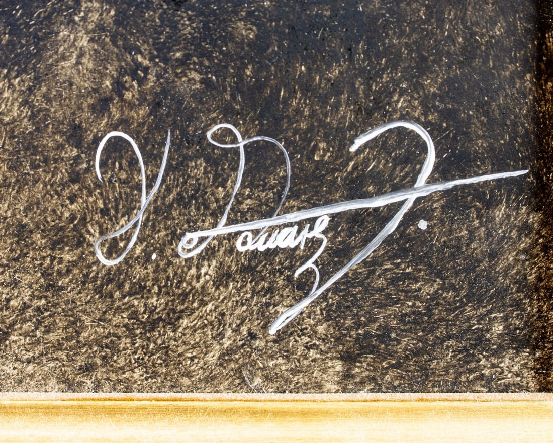 Vintage 20C American mixed media painting signed - 4