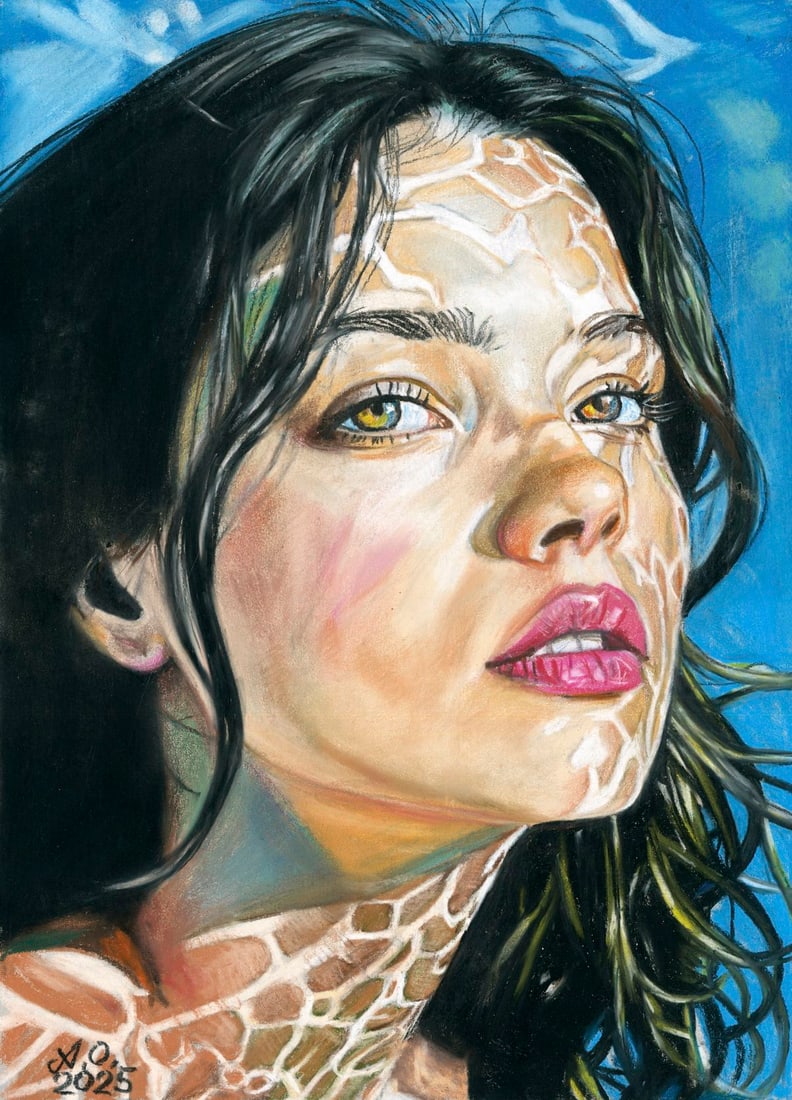 Oleksandr Achkasov (Ukraine,b 1965) pastel painting: ARTIST: Oleksandr Achkasov (Ukrainian, born 1965) TITLE: Portrait of Woman MEDIUM: pastel on paper CONDITION: Minor scratches/paint losses. ART SIZE: 12