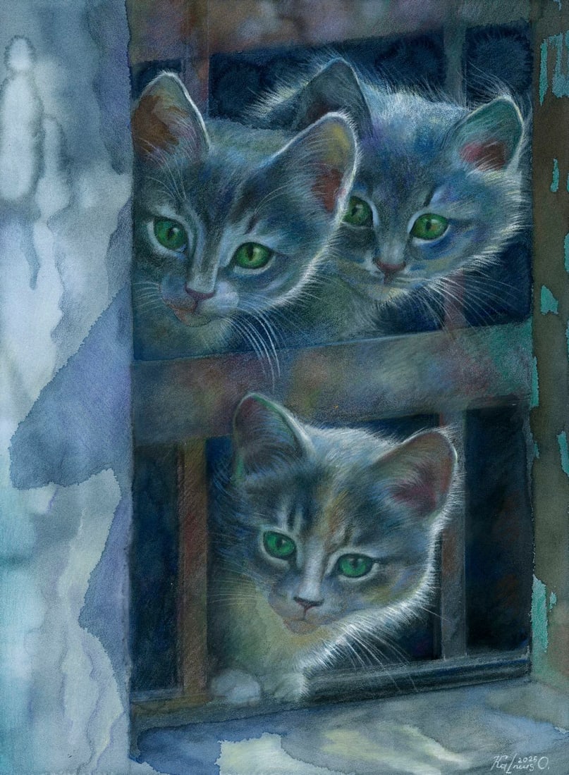 Olena Kalmus (Ukraine,b 1996) mixed media painting (1 of 12)