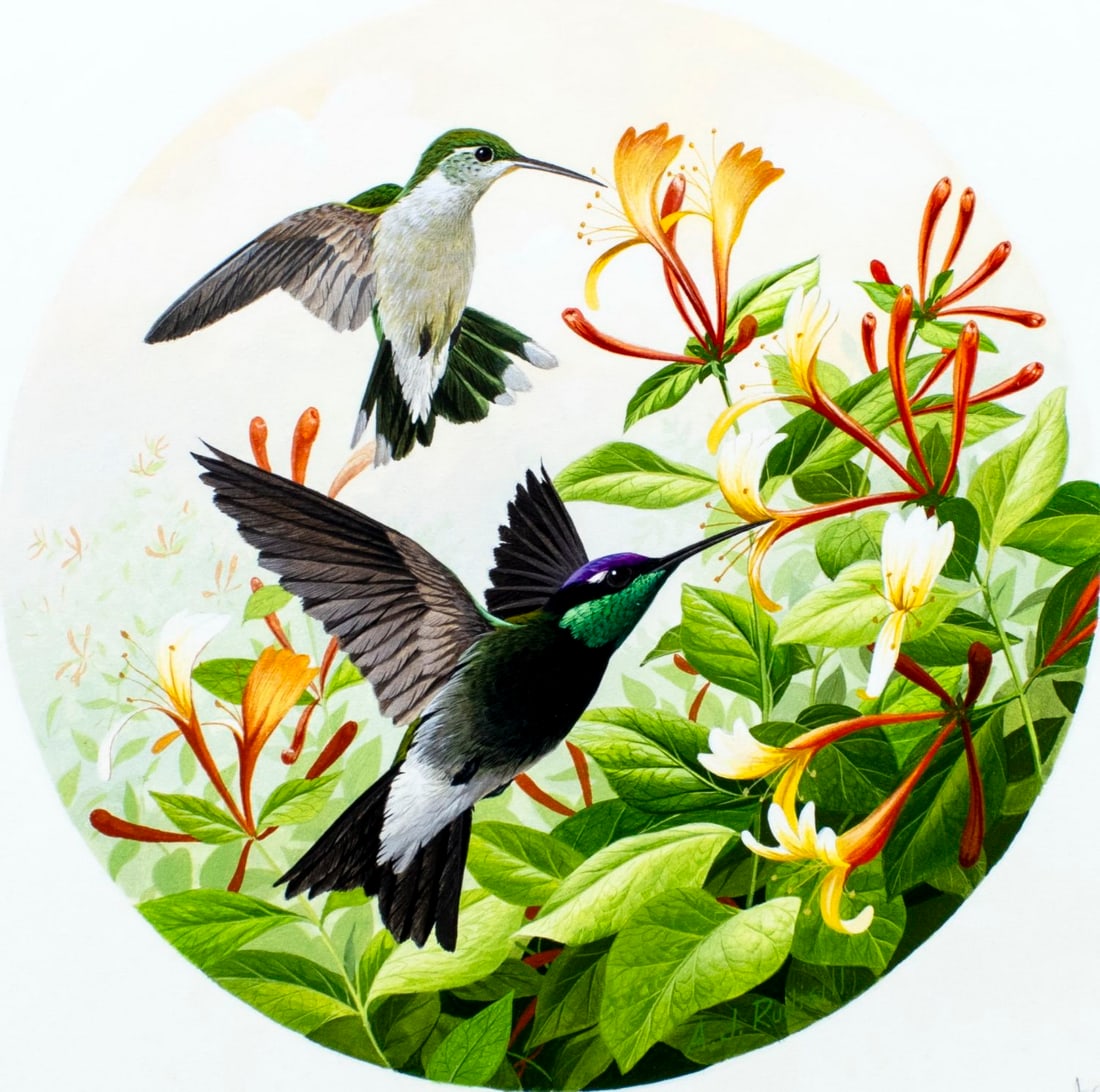 Anthony J Rudisill (US,1934-?) gouache painting (1 of 14)