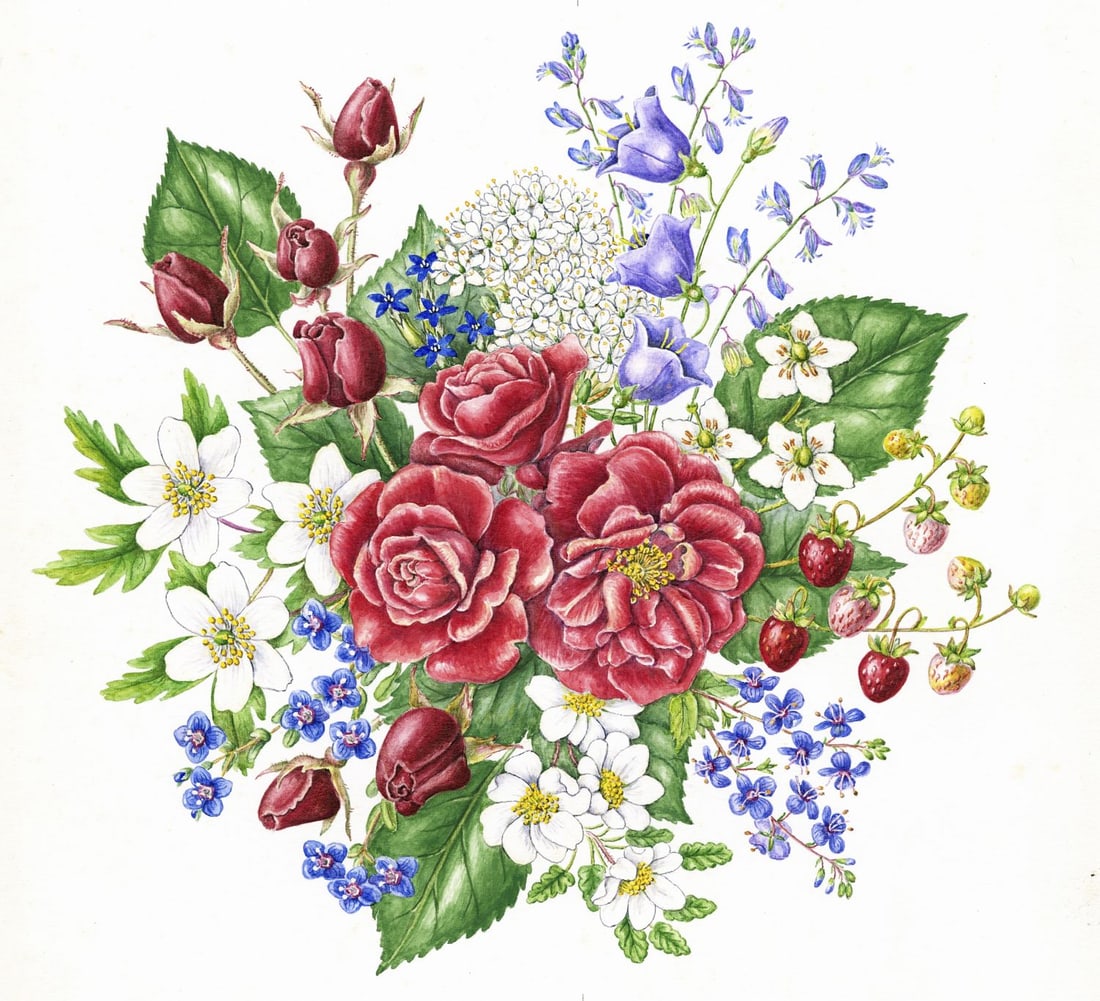 Hedvig Wright Ostern (Norway,1948-2009) watercolor painting (1 of 11)