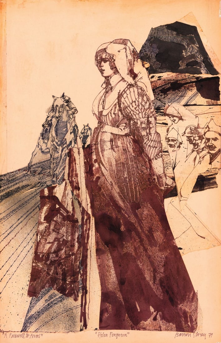 Barron Storey (CA,TX,1940-?) mixed media painting (1 of 11)