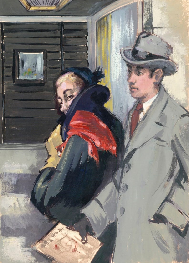 Charles Yeiser (NY,1925-2005) gouache painting (1 of 11)