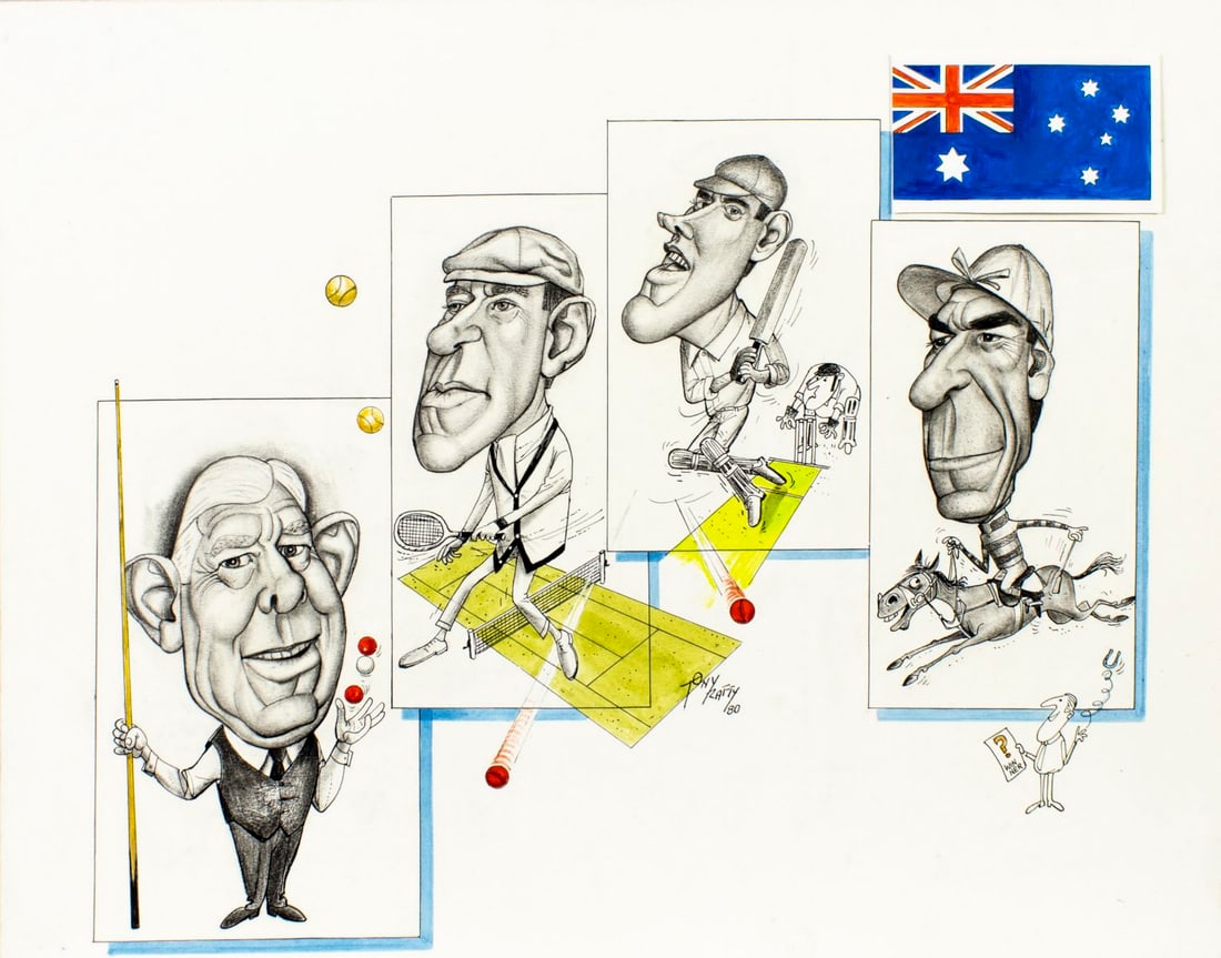 Tony Rafty (Australia,1915-2015) mixed media painting (1 of 12)