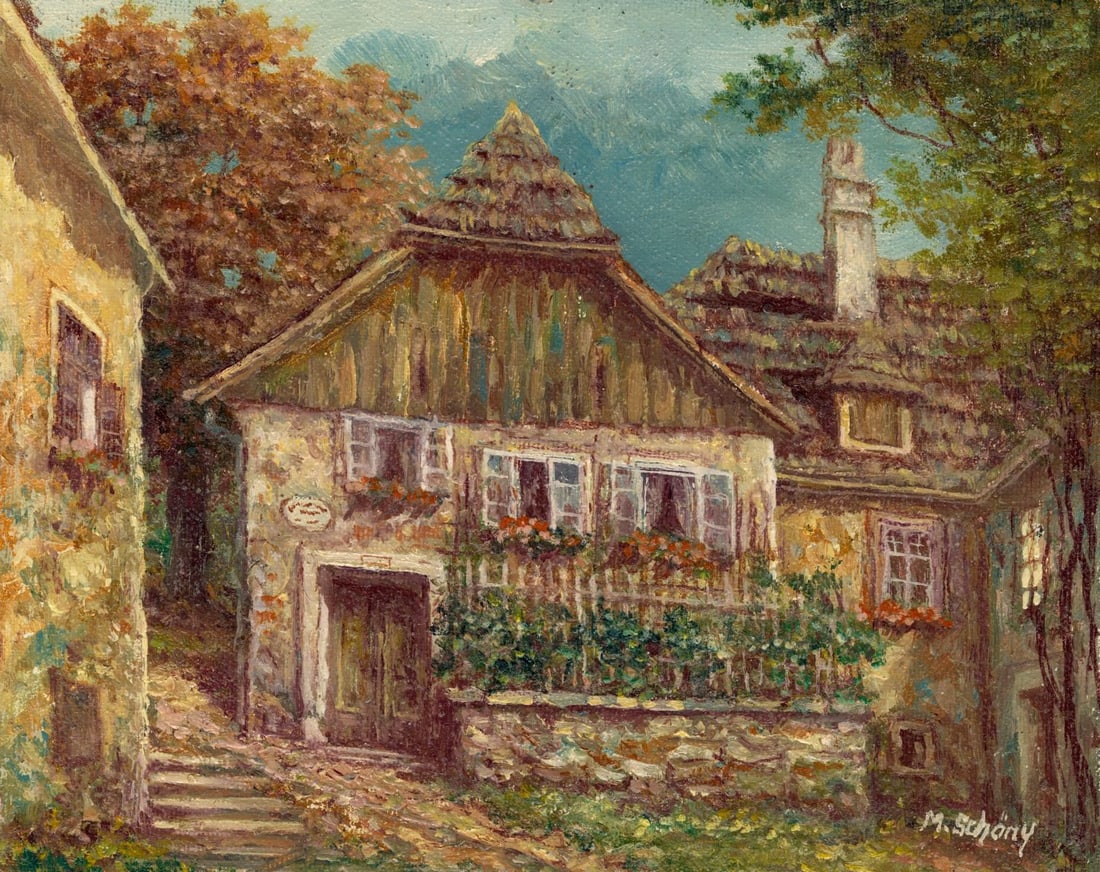 M Schony (German,1913-?) oil painting (1 of 12)