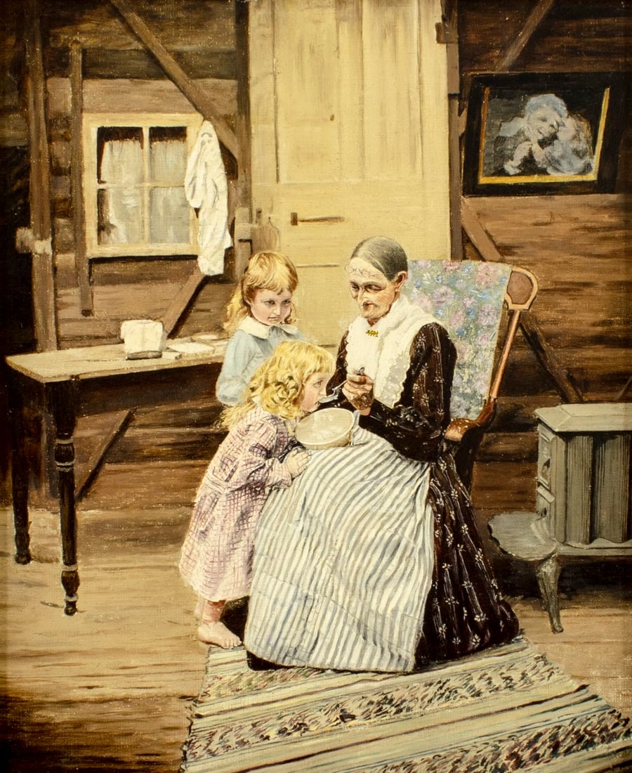 Antique 19C American oil painting (1 of 13)