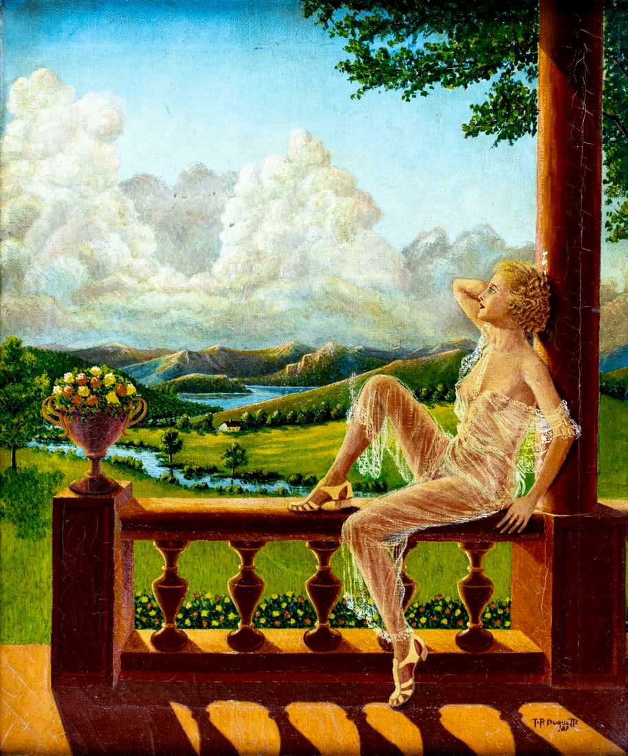 T P Duquette (US,early 20C) oil painting antique (1 of 12)