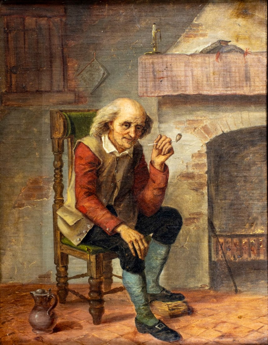 Antique 19C European oil painting (1 of 13)