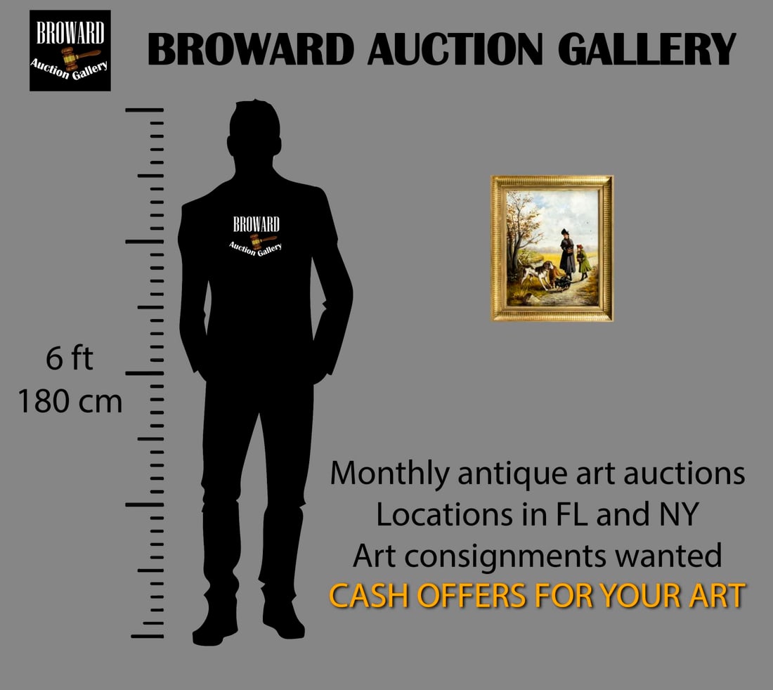 Antique 19C European oil painting signed - 2