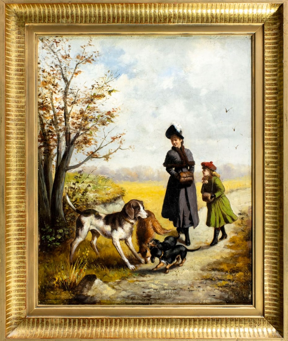 Antique 19C European oil painting signed - 3