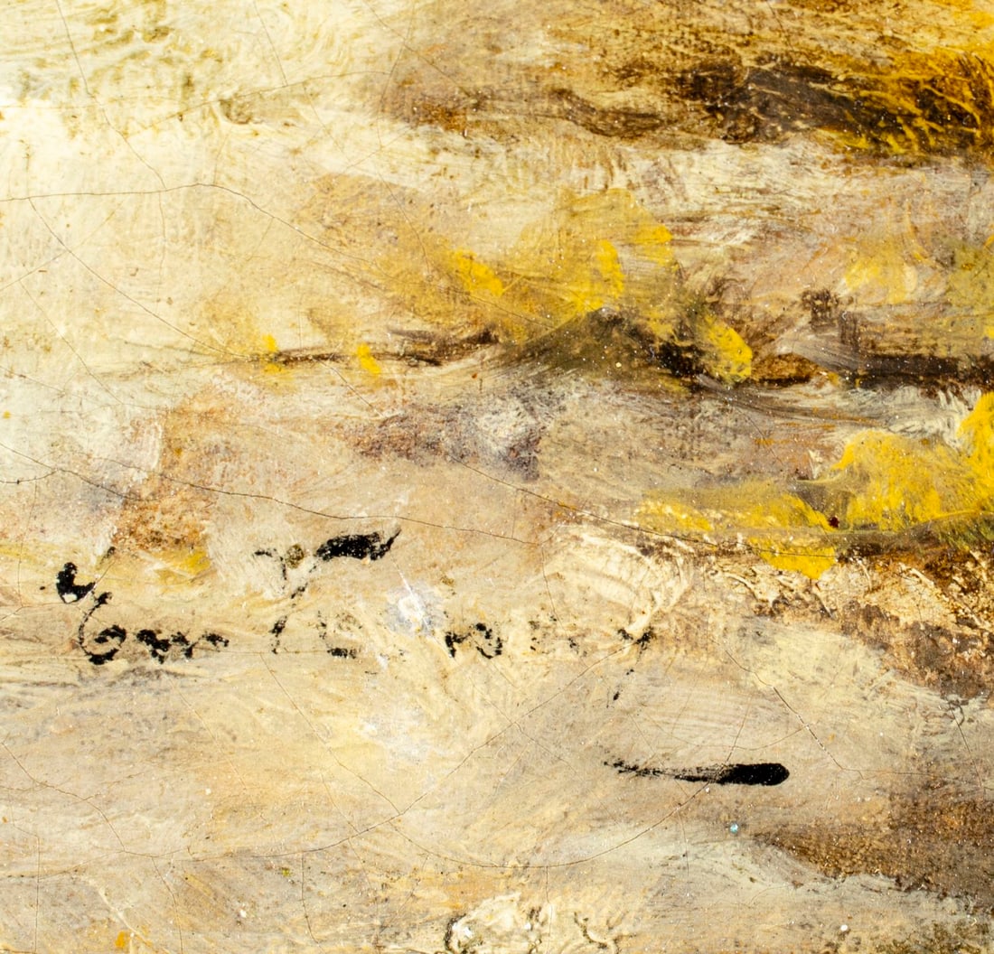 Antique 19C European oil painting signed - 4