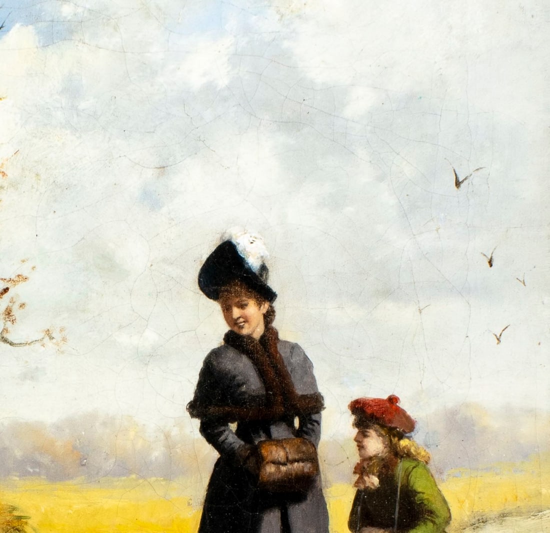 Antique 19C European oil painting signed - 7