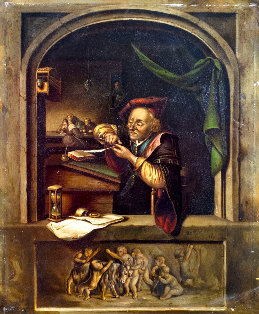 Antique early 20C European oil painting (1 of 12)