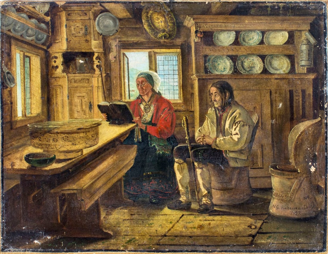 Niels Rademacher (Denmark,1812-1885) oil painting antique - 3