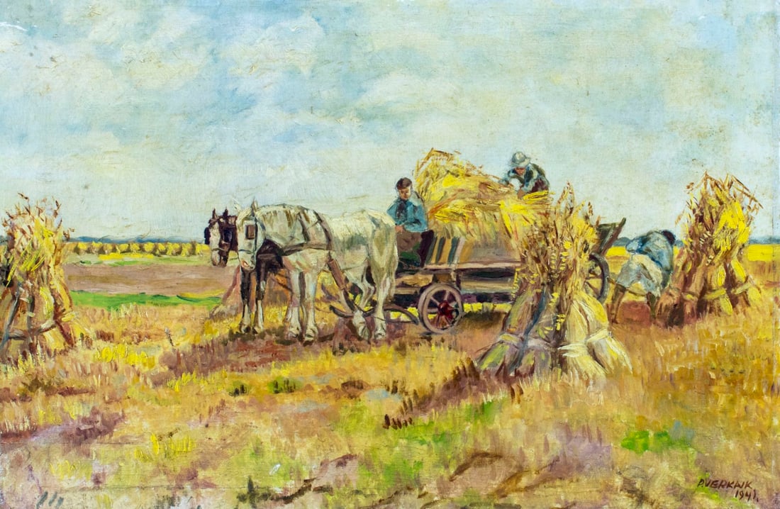 P Verkaik (Europe,mid 20C) oil painting (1 of 12)