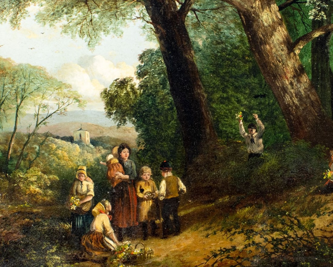 ATTR Thomas Webster (UK,1800-1886) oil painting antique - 5