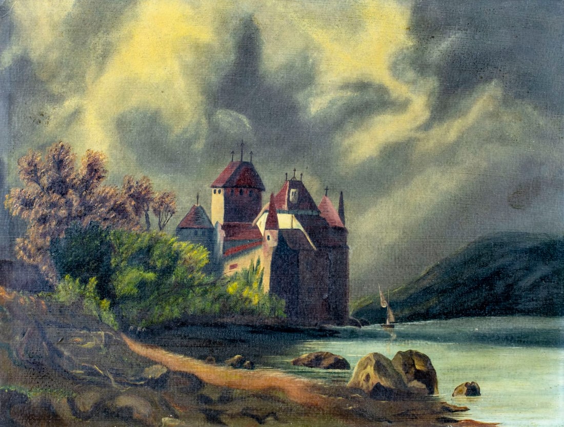 Antique early 20C European oil painting (1 of 10)