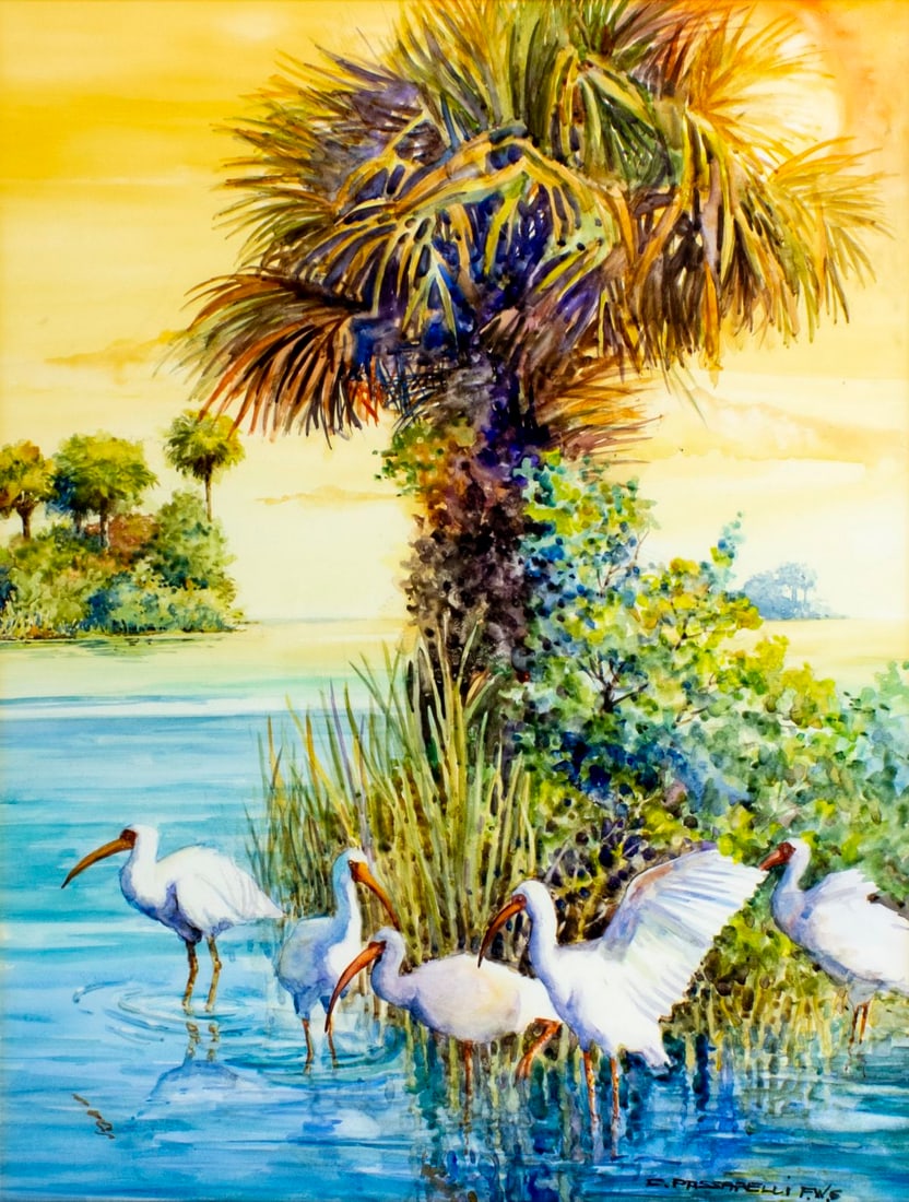 Charles Passarelli (FL,20/21C) watercolor painting (1 of 13)