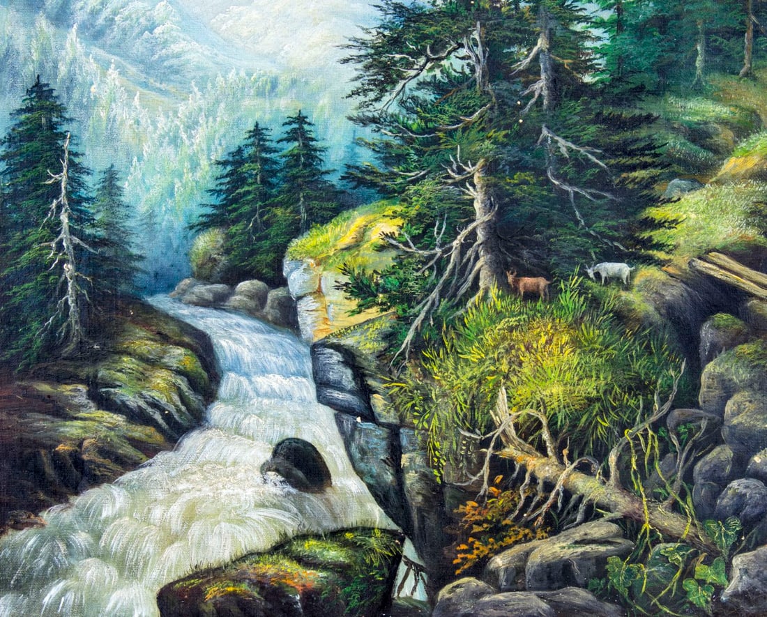 Antique 19C American oil painting - 4