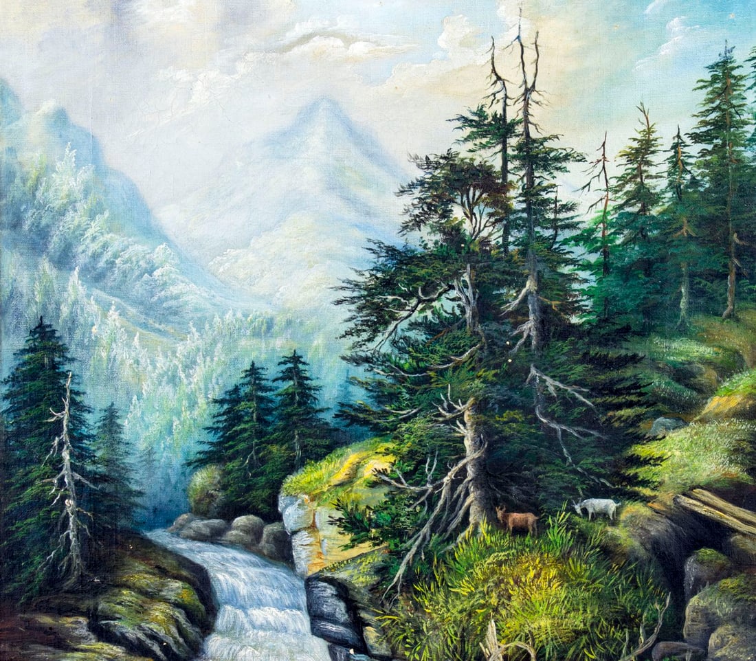 Antique 19C American oil painting - 5