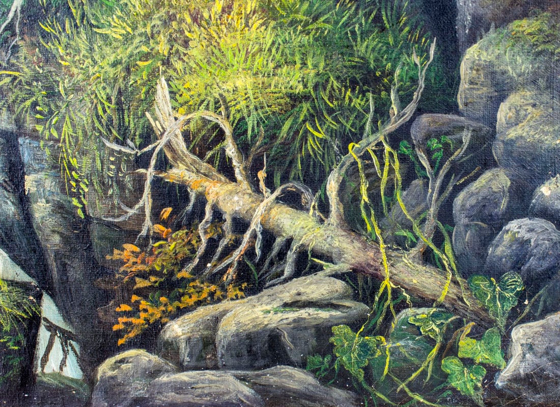 Antique 19C American oil painting - 7