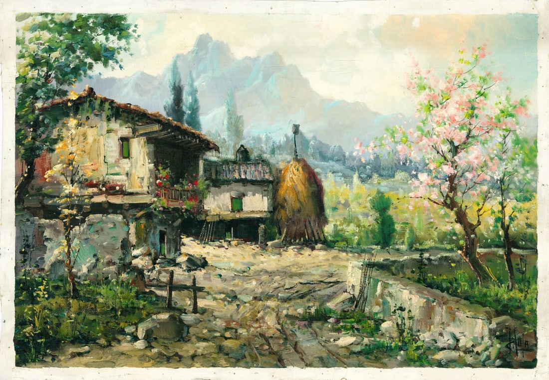 Vintage 20C German oil painting signed - 3