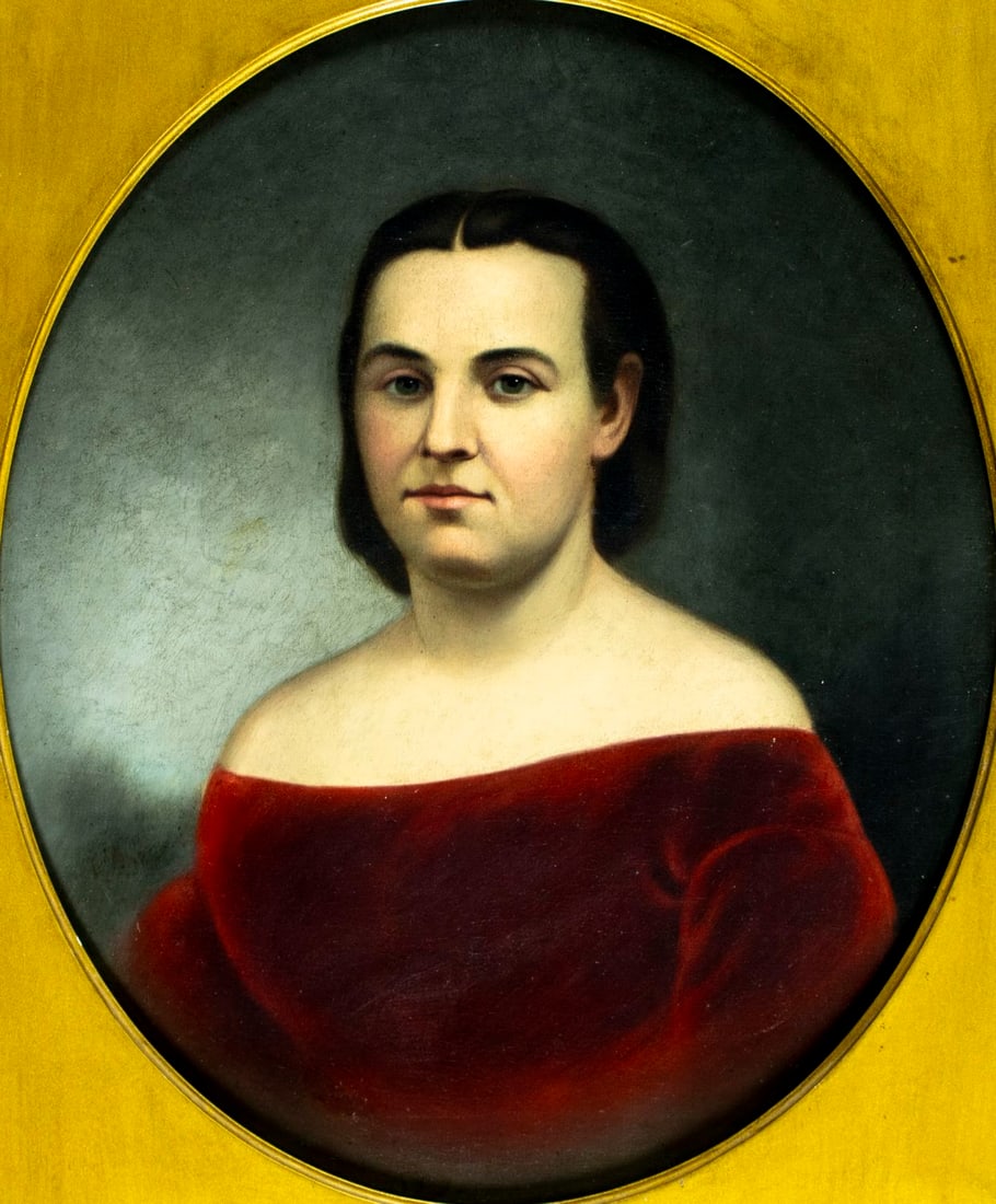 Antique mid 19C American oil painting (1 of 12)