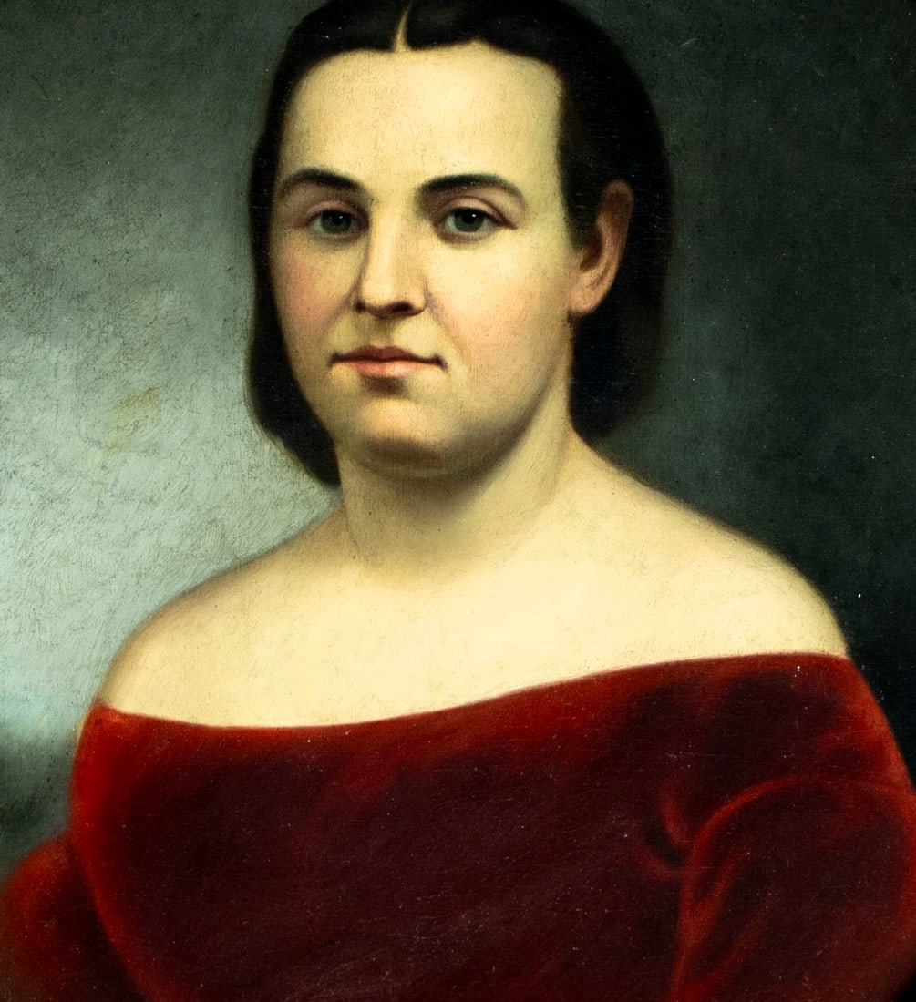 Antique mid 19C American oil painting - 5