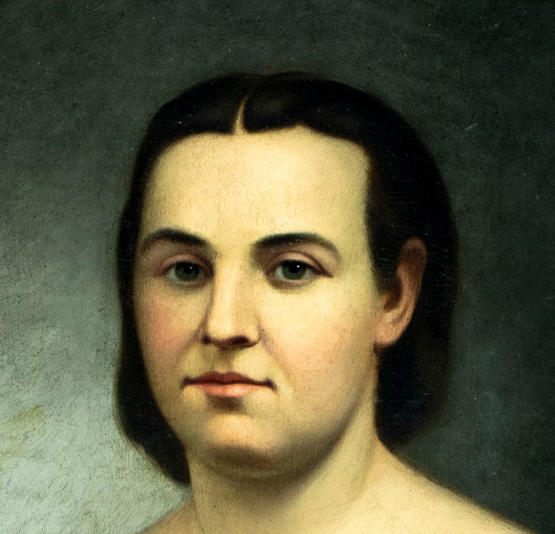 Antique mid 19C American oil painting - 7