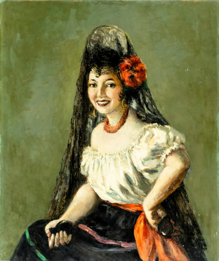 Vintage mid 20C Spanish oil painting (1 of 13)