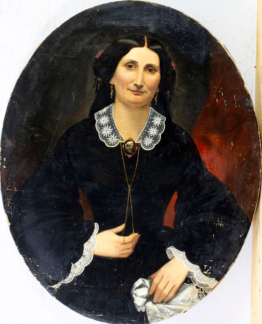 Antique 19C American oil painting signed (1 of 13)