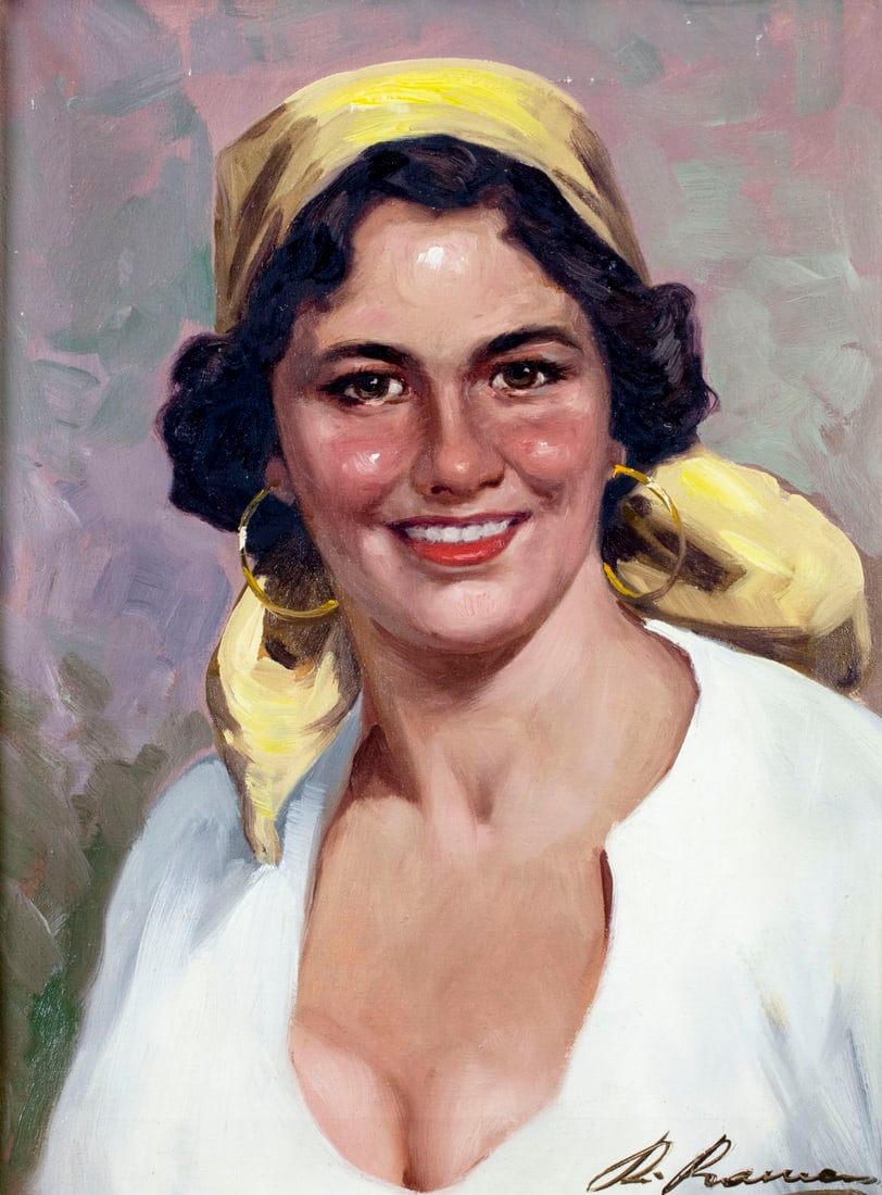 Vintage mid 20C Italian oil painting signed (1 of 12)