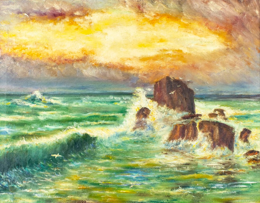 Vintage mid 20C American oil painting (1 of 10)