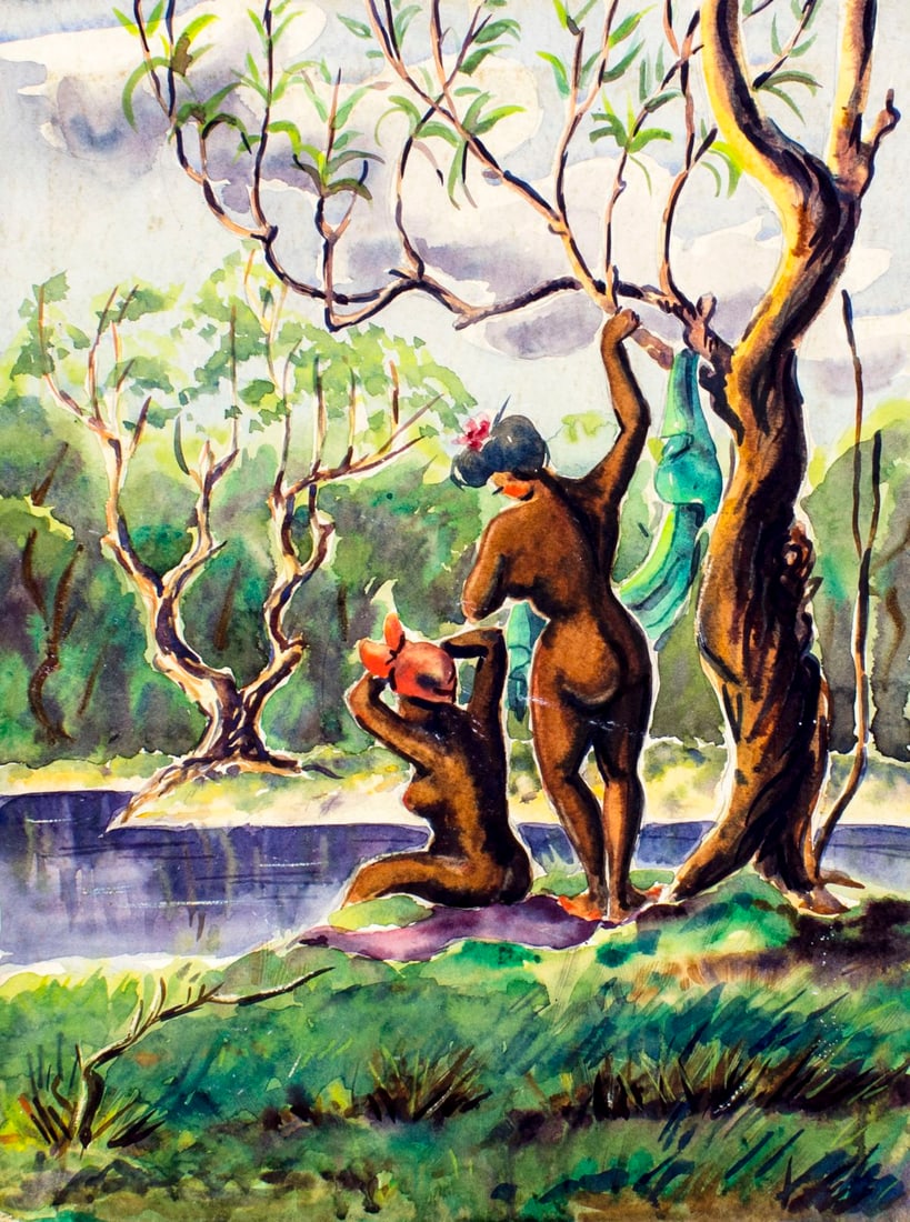 O Williams (US,mid 20C) watercolor painting (1 of 12)