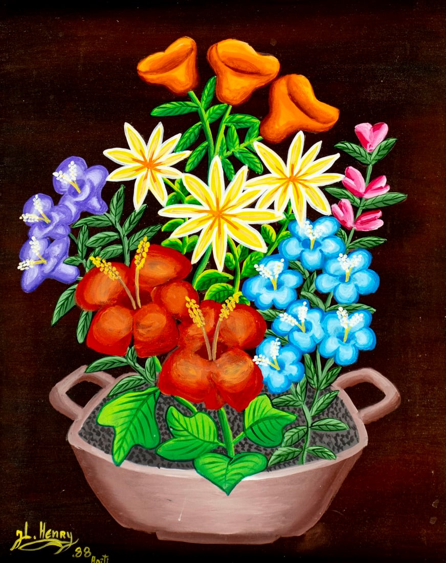 Jacques Lionel Henry (Haiti,1950-?) oil painting (1 of 12)