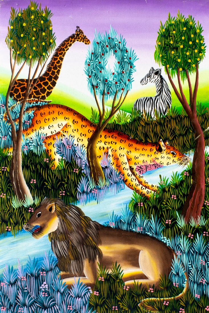 Vintage 20C Haitian oil painting (1 of 12)