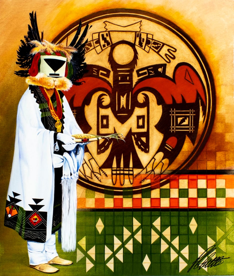 Ed Little (CT,b 1957) mixed media painting (1 of 13)