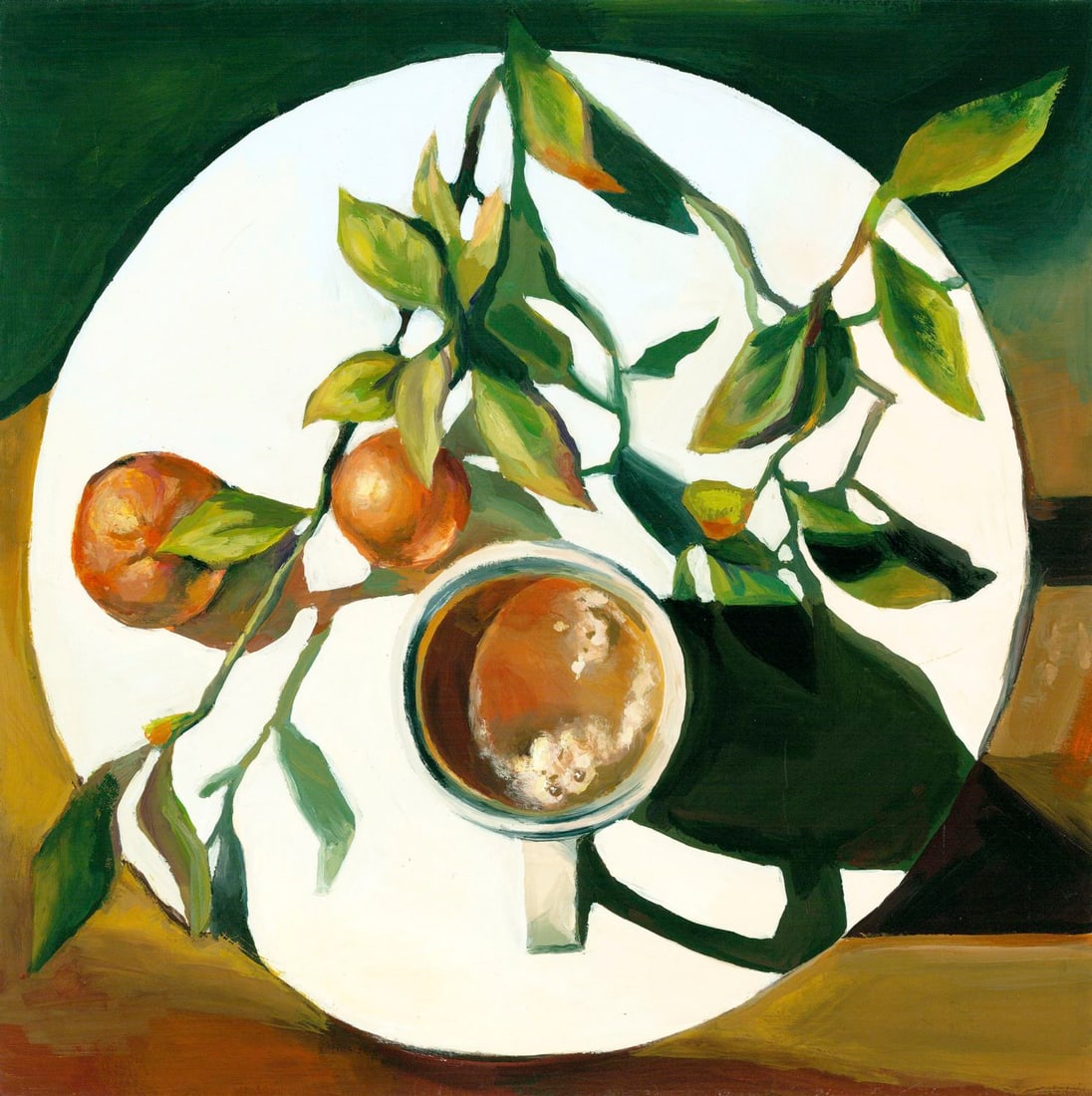 Victoria Holiyat (Ukraine,20/21C) oil painting: ARTIST: Victoria Holiyat (Ukrainian, 20/21 centuries) TITLE: Still Life with Cup of Coffee MEDIUM: oil on heavy paper CONDITION: Very good. No visible inpaint under UV light