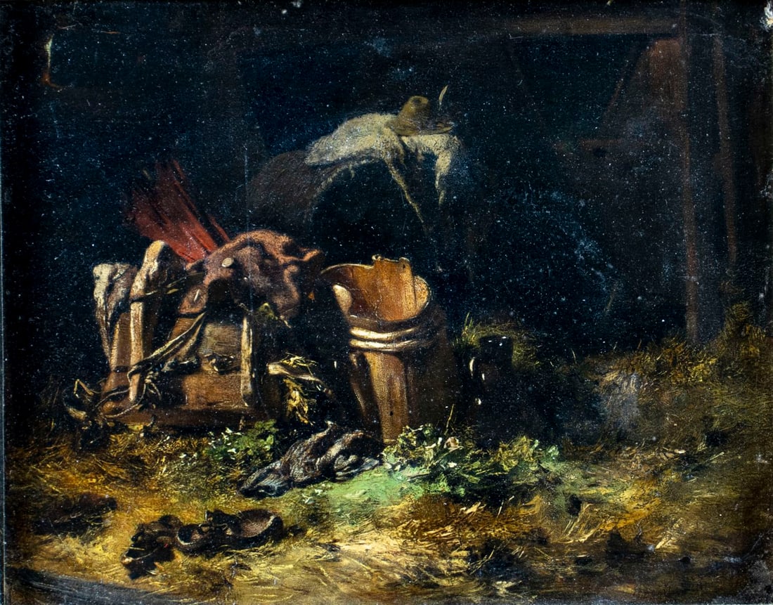 Antique 19C European oil painting (1 of 12)