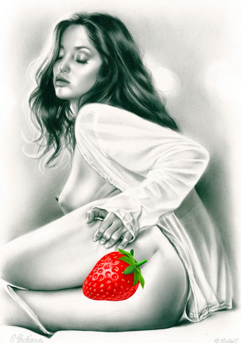 Juliana Ovsyanko (Ukraine,b 1996) dry brush oil painting: ARTIST: Juliana Ovsyanko (Ukraine, born 1996) TITLE: Nude MEDIUM: dry brush oil on heavy paper CONDITION: Very good. ART SIZE: 12 x 8 inches / 30 x 20 cm