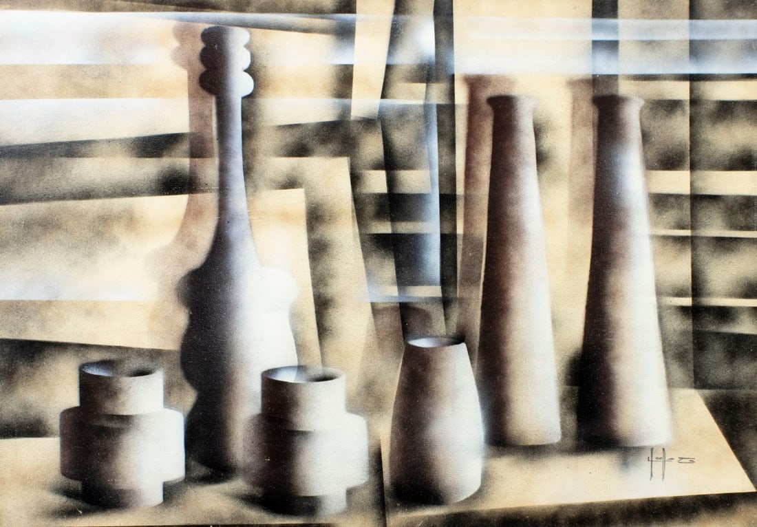 Vintage 20C European oil painting signed (1 of 13)